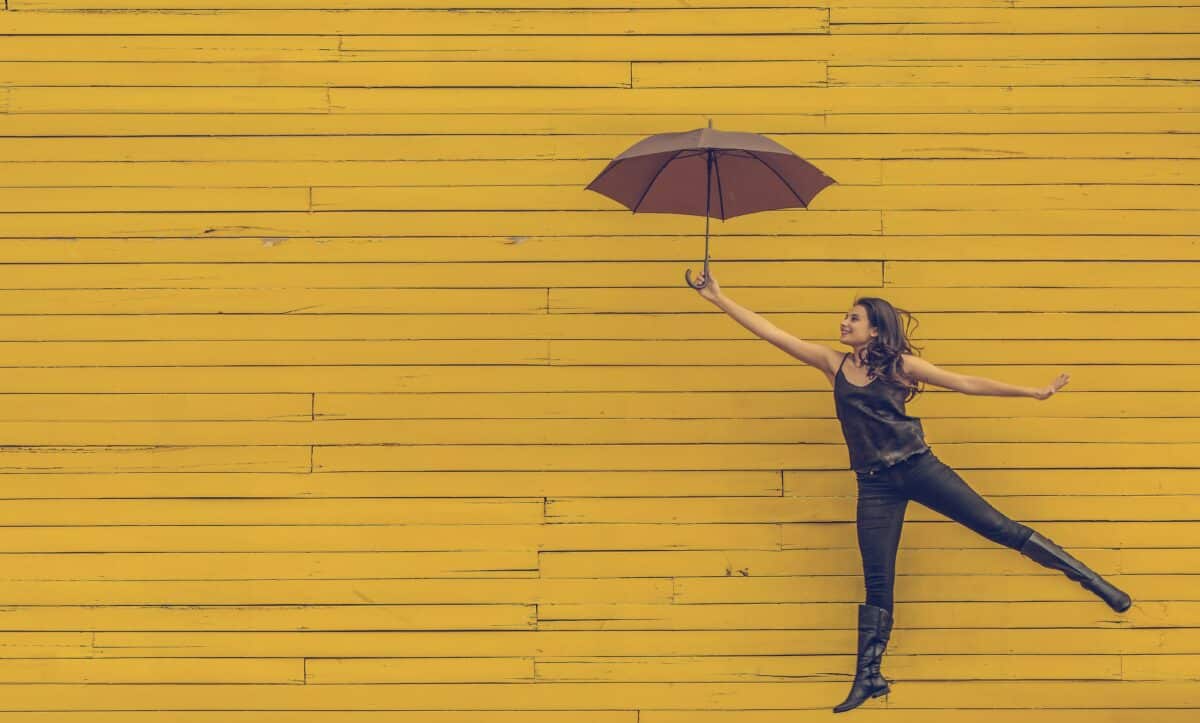 Someone holding an umbrella