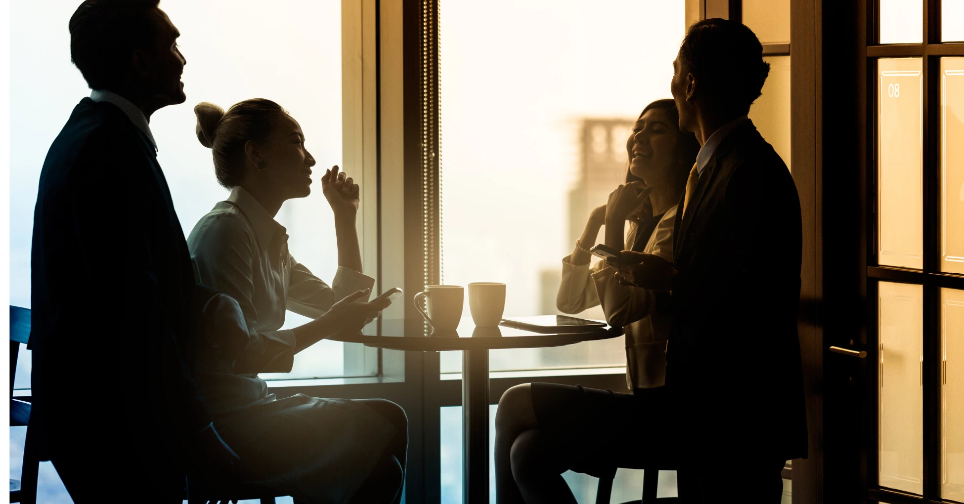 employees talking happily