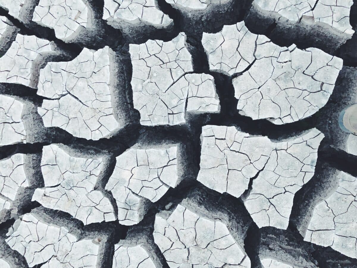 Cracked, uneven ground