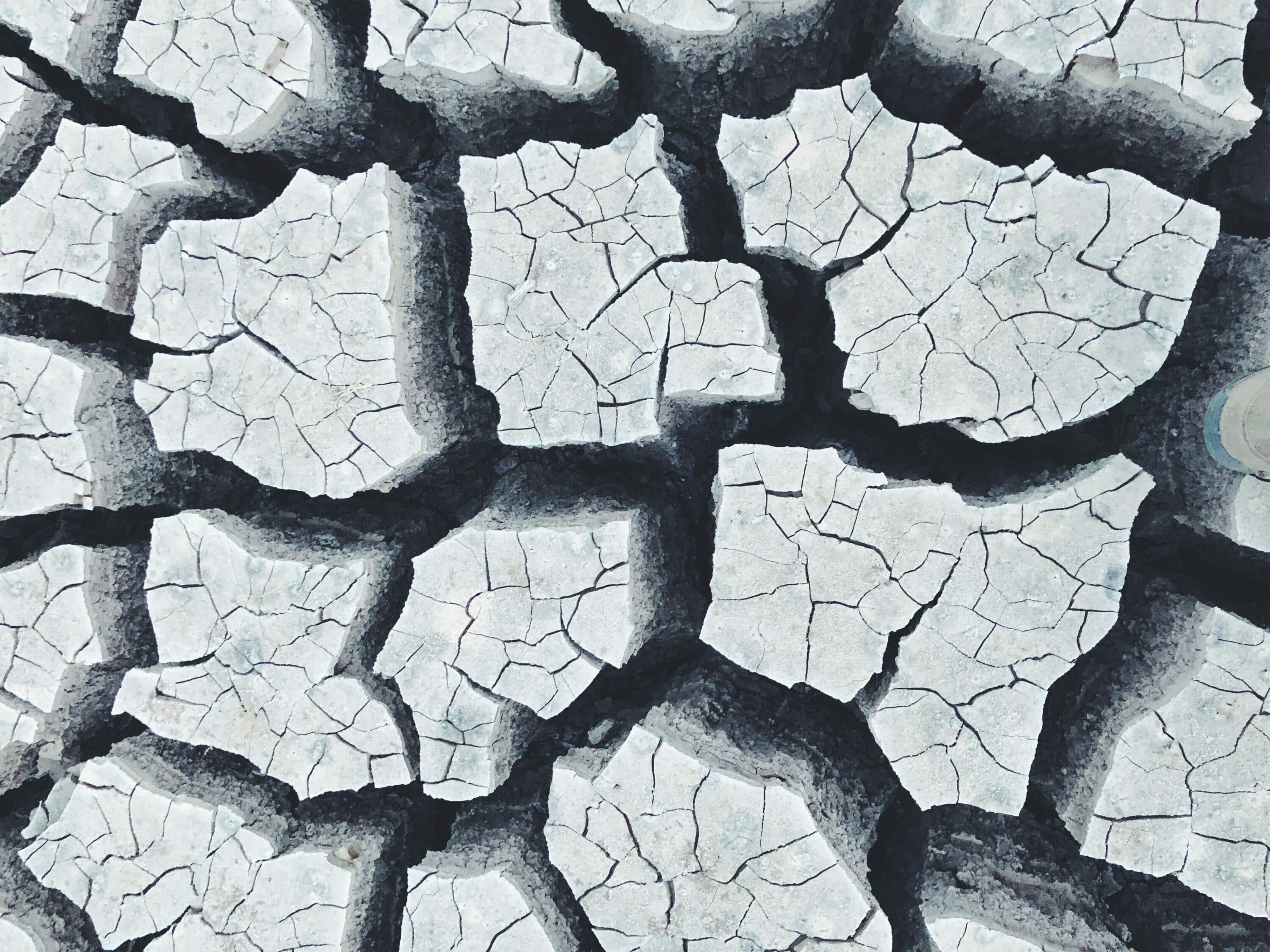 Cracked, uneven ground